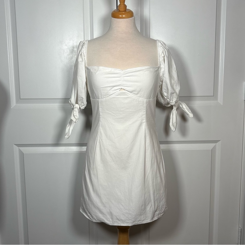 More To Come 100% Cotton Puff Sleeve White Mini Dress